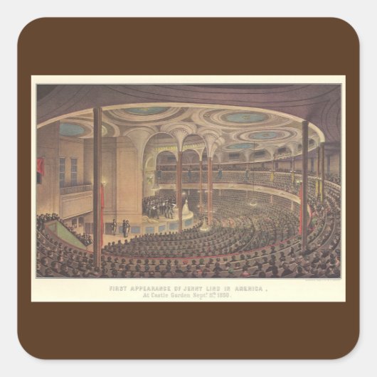 muziek, Jenny Lind, Zweedse opera Singer Vierkante Sticker (Voorkant)