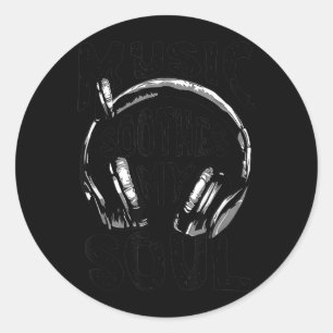 Muziek Kalmeert Ziel Vintage Hoofdtelefoon Muziek Ronde Sticker