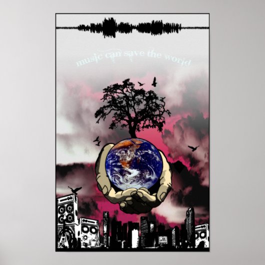 Muziek kan de wereld redden poster (Voorkant)