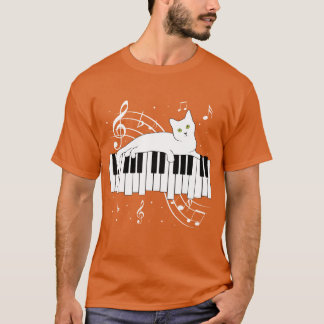 Muziek Kat Spelen Op Piano Muzikant Familie T-shirt