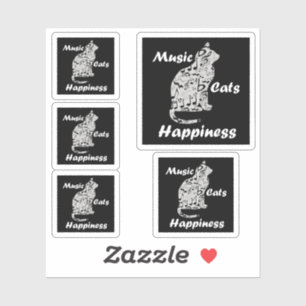 Muziek Katten Geluk - Muzikant Minnaar Citaat Sticker