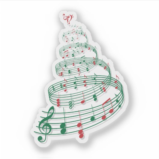 Muziek Kerstboom Sticker (Voorkant)
