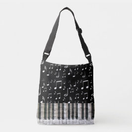 Muziek keyboard piano zwart-wit crossbody tas