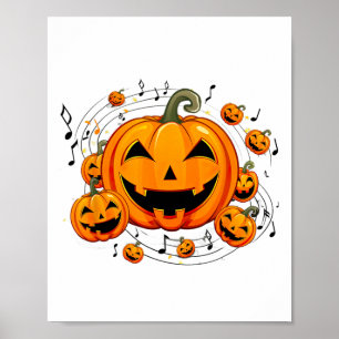 Muziek Leraar Halloween Herfst Pompoen Poster