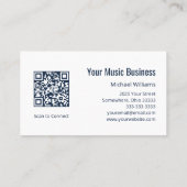 Muziek Leraar Treble Clef QR code Marine Blauw Visitekaartje (Achterkant)