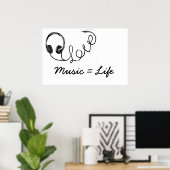 Muziek = leven poster (Thuiskantoor)