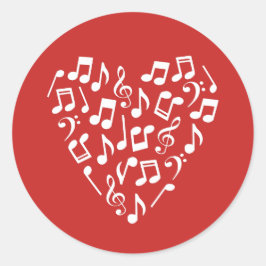 Muziek Liefde Hart van Muziek Noten Ronde Sticker