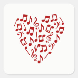 Muziek Liefde Hart van Muziek Noten Vierkante Sticker