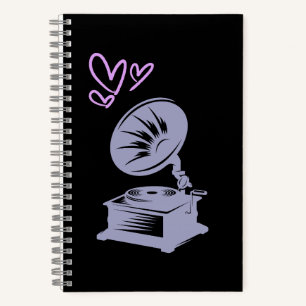 Muziek Liefde Oude School Gramophone Notitieboek