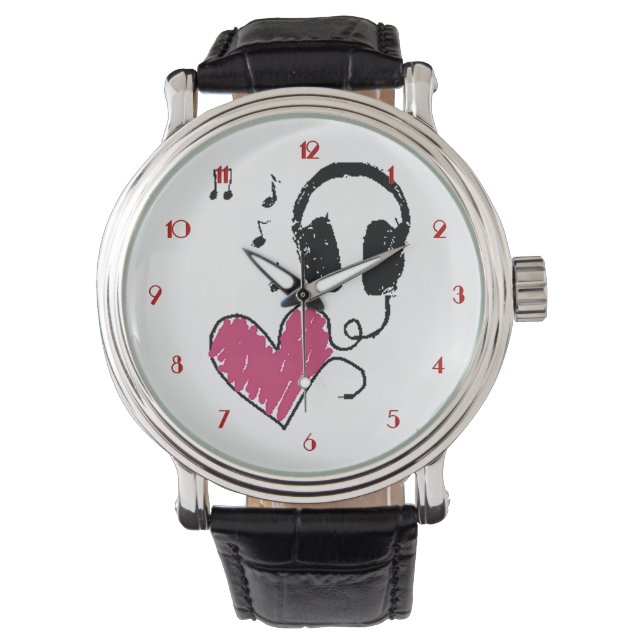 Muziek Lovers Harde hoofdtelefoon Horloge (Voorkant)
