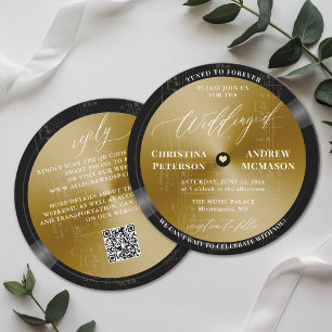 Muziek LP Vinyl Goud Wit Modern Wedding Kaart