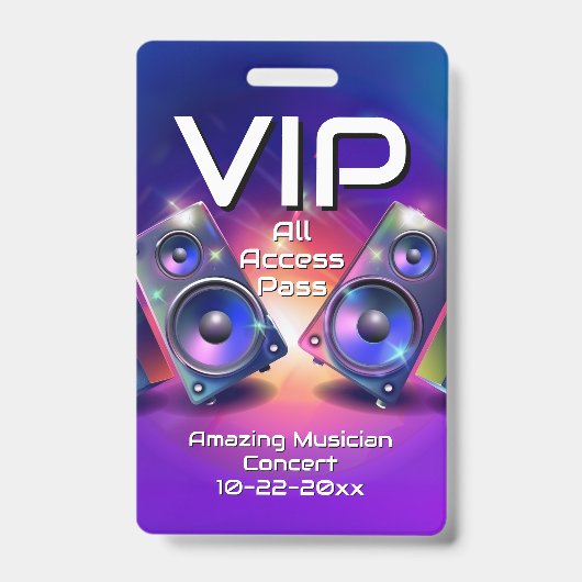 Muziek Luidsprekers VIP All Access Aangepaste Conc Badge (Voorzijde)
