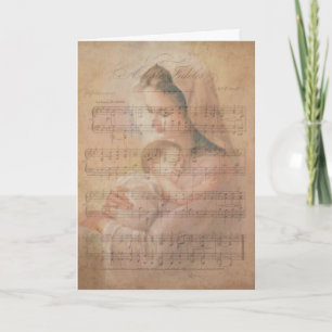 Muziek Maagd Maria Baby Jesus Holly merkt op Feestdagen Kaart