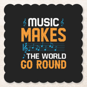 Muziek maakt de wereld draaiend kartonnen onderzetters