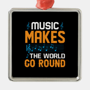 Muziek maakt de wereld draaiend metalen ornament