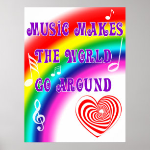 Muziek maakt de wereld draaiend poster