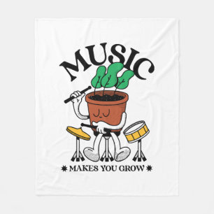 Muziek Maakt Je Groei Plant Drummer Fleece Deken