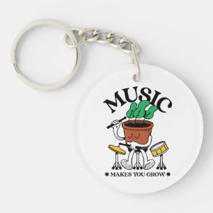 Muziek Maakt Je Groei Plant Drummer Sleutelhanger