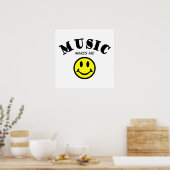 Muziek maakt me glimlachen poster (Keuken)