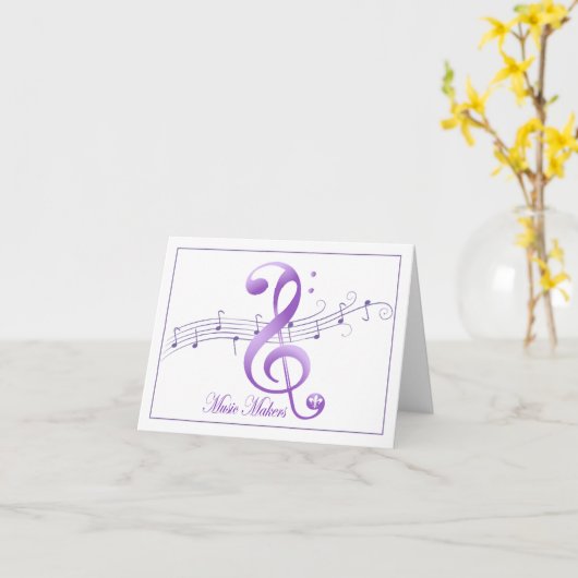 Muziek Makers Wit met Paarse Note Kaart (Gele Bloem)