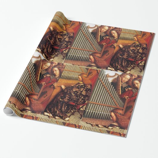 MUZIEK MAKING ANGELS CHRISTMAS PARCHCHCHMENT CADEAUPAPIER (Uitgerold)