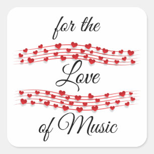 Muziek met een muzikaal hart "Voor de liefde van m Vierkante Sticker
