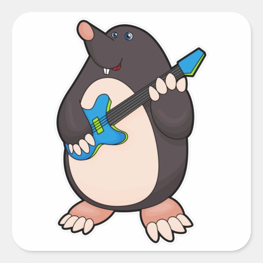 Muziek met gitaar vierkante sticker (Voorkant)