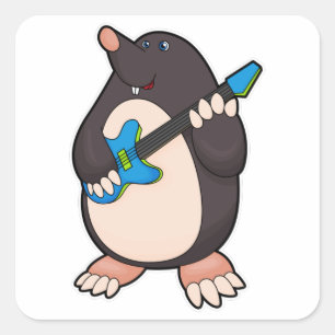 Muziek met gitaar vierkante sticker