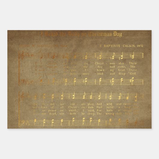  muziek met het gouden kerstblad inpakpapier vel (Voorkant)