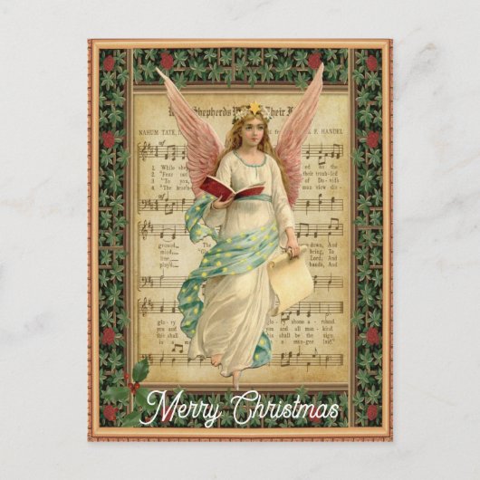  muziek met kerst-engeltjes briefkaart (Voorkant)