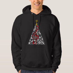 Muziek met rode kerstbomen Ornament Decor Xmas Hoodie