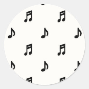 Muziek met zelfkleertjes : Zwarte Muzieknoten Ronde Sticker