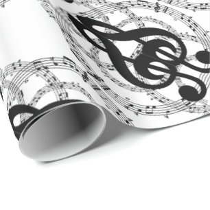 Muziek met zwart-wit spiegelbeeld cadeaupapier