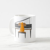 Muziek Minnende Kat Die Piano Speelt Koffiemok (Voorkant links)