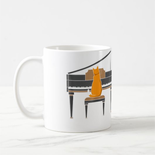 Muziek Minnende Kat Die Piano Speelt Koffiemok (Links)