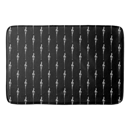 Muziek Motif Melting Treble Clef White en Black Badmat (Voorkant)