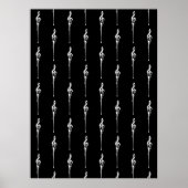 Muziek Motif Melting Treble Clef White en Black Poster (Voorkant)