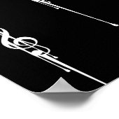 Muziek Motif Melting Treble Clef White en Black Poster (Hoek)