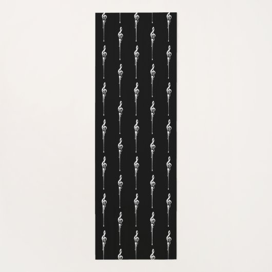 Muziek Motif Melting Treble Clef White en Black Yogamat (Achterkant)