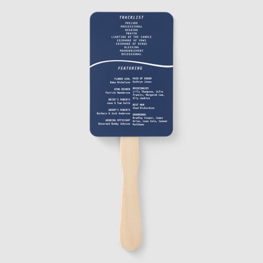 Muziek MP3-speler Blue Wedding Program Handwaaier (Achterkant)