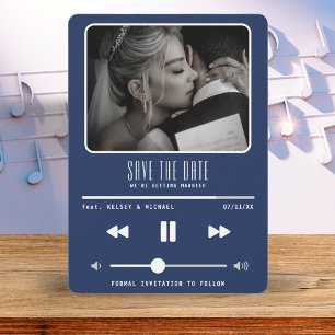 Muziek MP3-speler bruiloft donkerblauw Save The Date