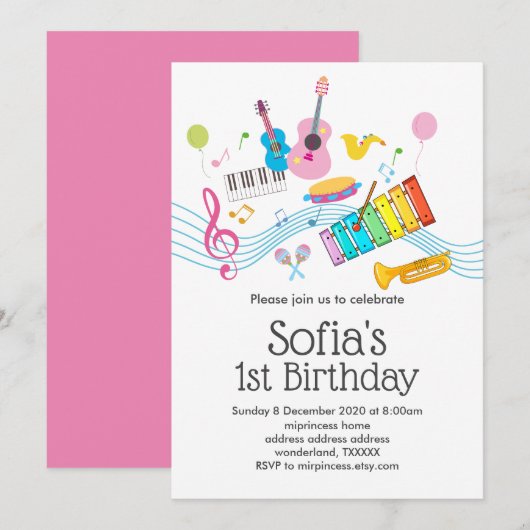 muziek, muziekinstrumenten drum kinder zingend kaart (Voorkant / Achterkant)