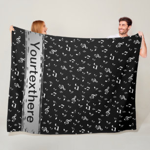 muziek, noot, slim, band, symbool, glanzend, elega fleece deken