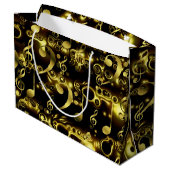 muziek, noot, vellen muziek, goud, banner, sjabloo groot cadeauzakje (Achterkant Gekanteld)