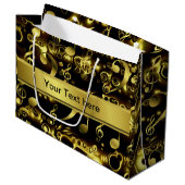 muziek, noot, vellen muziek, goud, banner, sjabloo groot cadeauzakje (Voorkant Gekanteld)