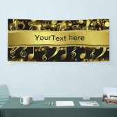 muziek, noot, vellen muziek, goud, banner, sjabloo spandoek (Beurs)
