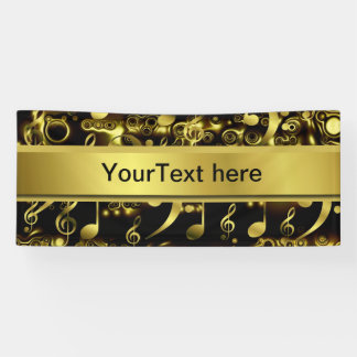 muziek, noot, vellen muziek, goud, banner, sjabloo spandoek