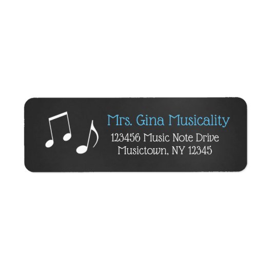 Muziek Note Chalkboard Aangepaste Adresetiketten Etiket (Voorkant)