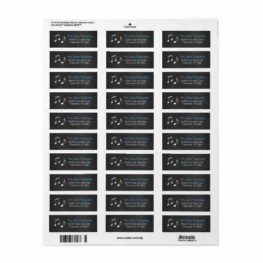 Muziek Note Chalkboard Aangepaste Adresetiketten Etiket (Full Sheet)