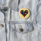 Muziek Note Patterned Heart Ronde Button 5,7 Cm (In situ)